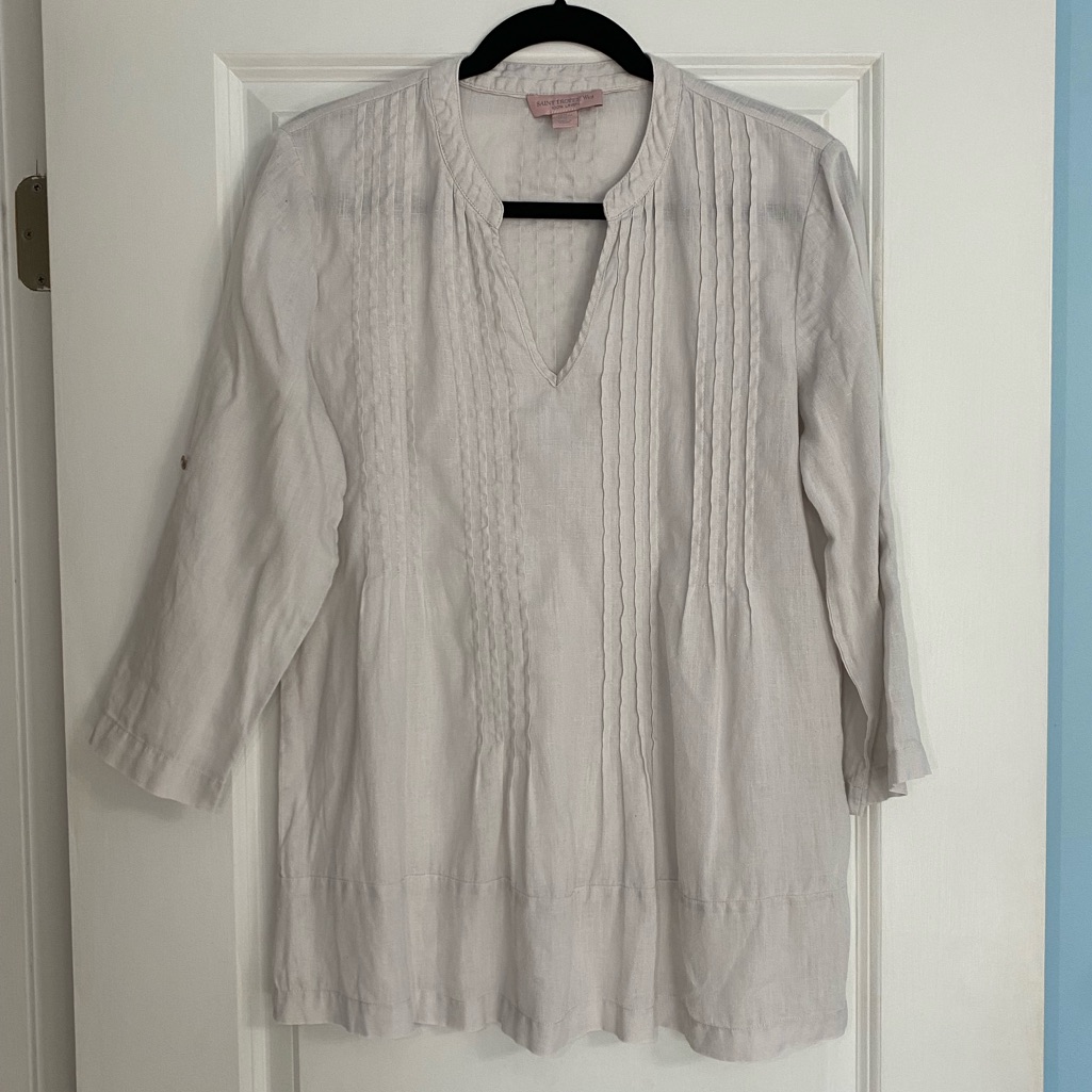 Saint Tropez West 100% Linen White Top